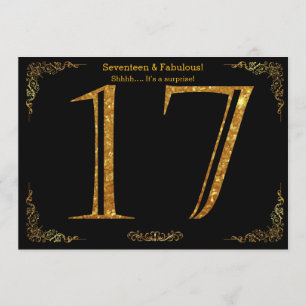 Convites 17ª Festa de aniversário,Gatsby styl,dourado preto