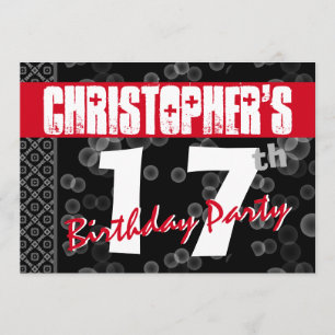 Convites 17º Aniversário Do Grunge Texto Para Ele A08