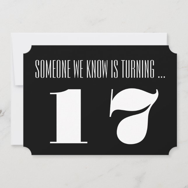 Convites 17o A festa de aniversário convida, preto e (Frente)