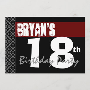 Convites 18ª Festa de aniversário de preto e branco para el