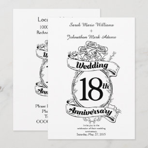 Convites 18º Aniversário de Casamento Rosas Pretas e Branca