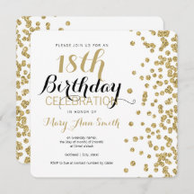 18º Aniversário Dourado Faux Glitter Confetti Whit