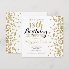 Convites 18º Aniversário Dourado Faux Glitter Confetti Whit