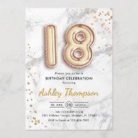 18º aniversário - Efeito Marble dos Balões Dourado