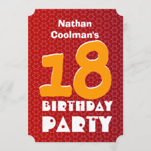 Convites 18º aniversário Estrelas Douradas Vermelhas Modern