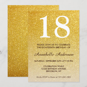 Convites 18º Aniversário Glam Amarelo Dourado Ombre