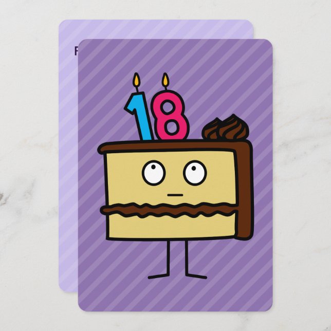 Convites 18º Bolo de Aniversário com Velas (Frente/Verso)