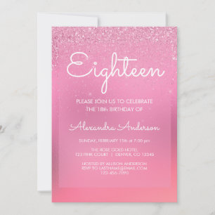 Convites 18.º Aniversário da Glitter Glitter Girly Foil R