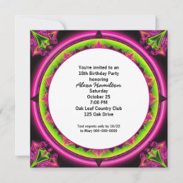Convites 18. º aniversário Neon Kaleidoscope