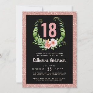 Convites 18.º ou qualquer aniversário de idade floral brilh