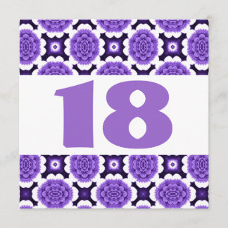 Convites 18.a Festa de aniversário Flores Festivas Roxas W9