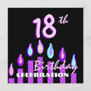 Convites 18.a Festa de aniversário - Velas riscadas roxas