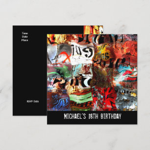 Convites 18. Aniversário Boys Mens Street Art Abstrato A3