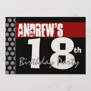 Convites 18o Aniversário moderno para ele preto branco