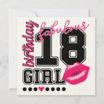 Convites 18th birthday girl Einladungs cartões, pink Kiss<br><div class="desc">18th birthday girl Einladungs cartões,  pink Kiss College Style número. Presente doce para os 18 anos raparigas velhas.</div>