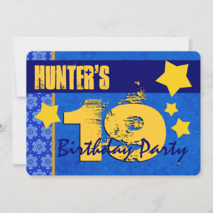 Convites 19º aniversário do Moderno para Ele Azul e Doura