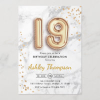 19º aniversário - Efeito Marble dos Balões Dourado