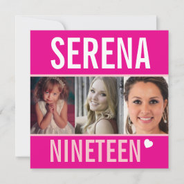 Convites 19º evento de festa de aniversário, foto rosa-rosa