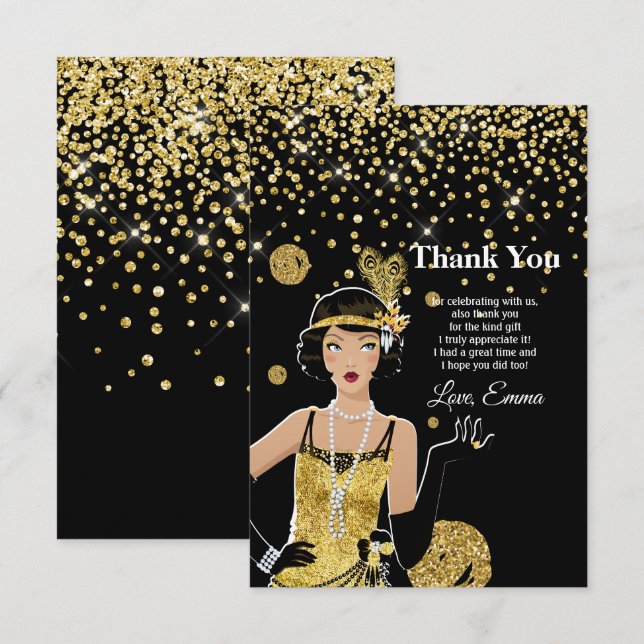 Convites 1920 flapper girl gatsby , Art Deco (Frente/Verso)