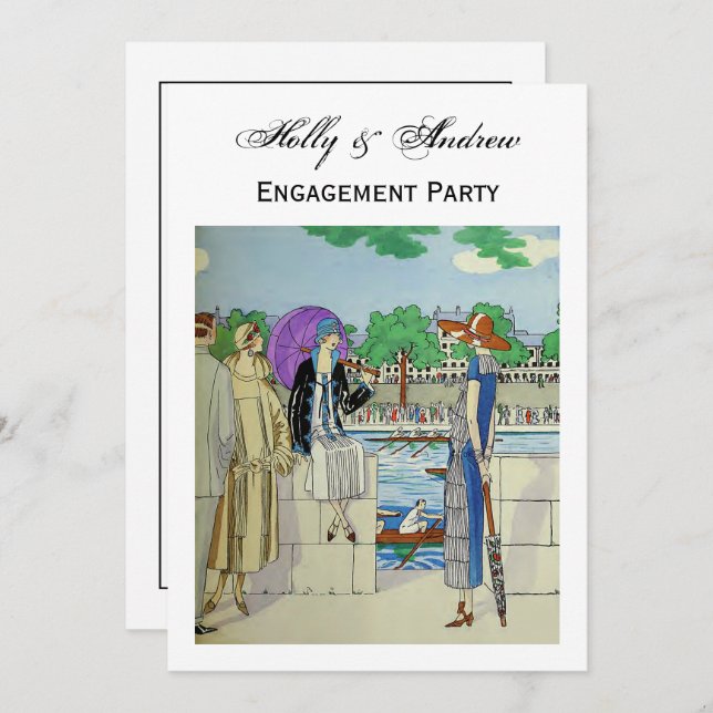 Convites 1920 Vintage em Raça da Tripulação Regata (Frente/Verso)