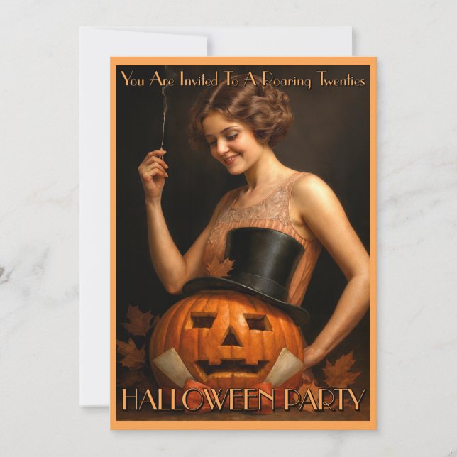 Convites 1920's Flapper Halloween Party Invitation  (Frente)