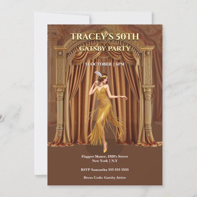 Convites 1920s Gatsby 50th Birthday Invitation (Frente)