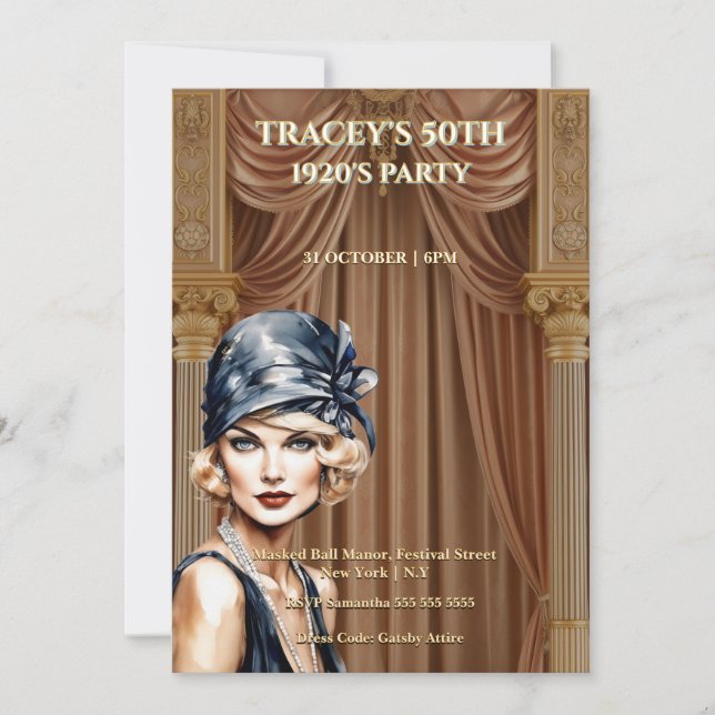 Convites 1920s Gatsby 50th Birthday Invitation (Frente)