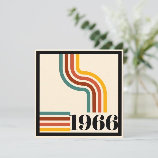 Convites 1966 60th Birthday Retro Stripe Vintage  (Em pé/Frente)