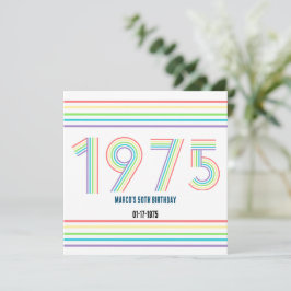 Convites 1975 Retro Vintage Rainbow Numeral 50º Aniversário