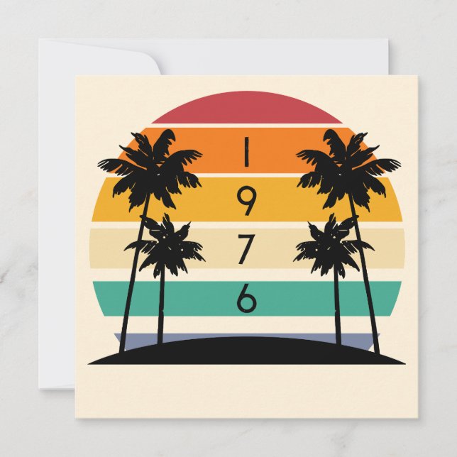 Convites 1976 Retro Stripe Sunset Vintage 50th Birthday (Frente)