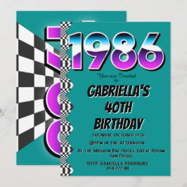 Convites 1986 40th Birthday Retro Vintage Party