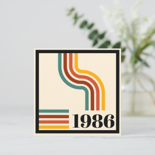 Convites 1986 Faixa de Listras Retrô Vintage Aniversário de