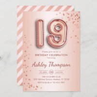 19.º Aniversário - Balões Rosa Dourados