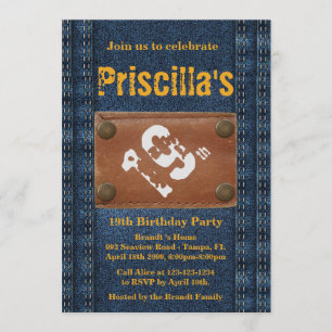 Convites 19o Mulher da festa de aniversário, alguma idade,