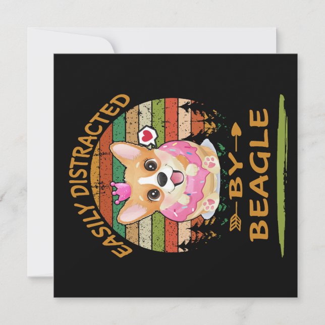 Convites 1 Easily Distracted By Beagle (Frente)