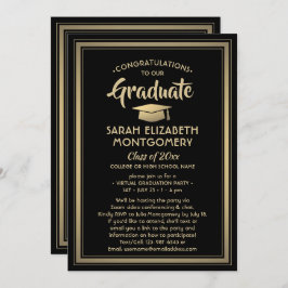 Convites 1 Foto de Festa de formatura Virtual Preta e Doura