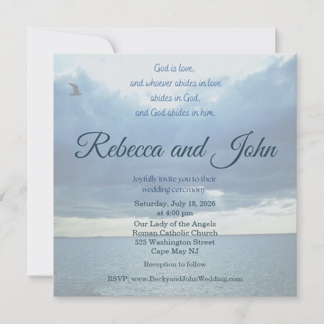 Convites 1 John Vintage Ocean Photo Wedding Invitation (Frente)