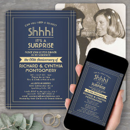 Convites 1 Marinho do Surpresa do Aniversário de Foto Azul 