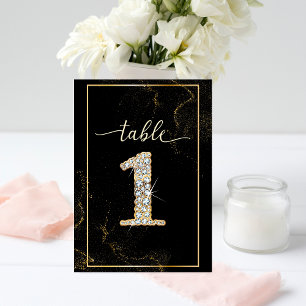 Convites 1 Números de Mesa Imprimíveis de Diamante Elegante