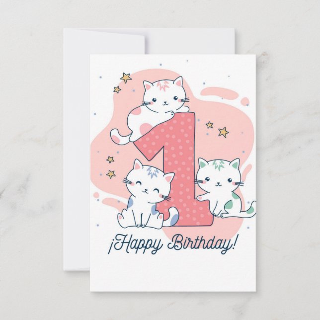 Convites 1 Year Old - Happy Birthday (Frente)