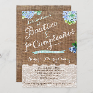 Convites 1er cumple y Bautizo, convidações niño