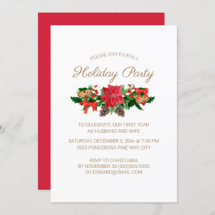 Convites 1rua Casada Feriado de Natal, Festa Vermelha Poins