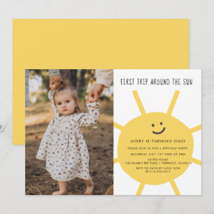Convites 1rua Em Torno Da Foto De Aniversário Do Sol