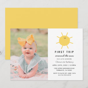 Convites 1rua Em Torno Da Foto Do primeiro aniversario Sol
