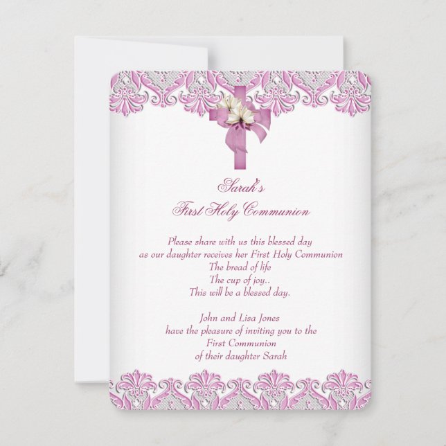 Convites 1rua Primeira Comunhão Cruzando Meninas Brancas Ro (Frente)