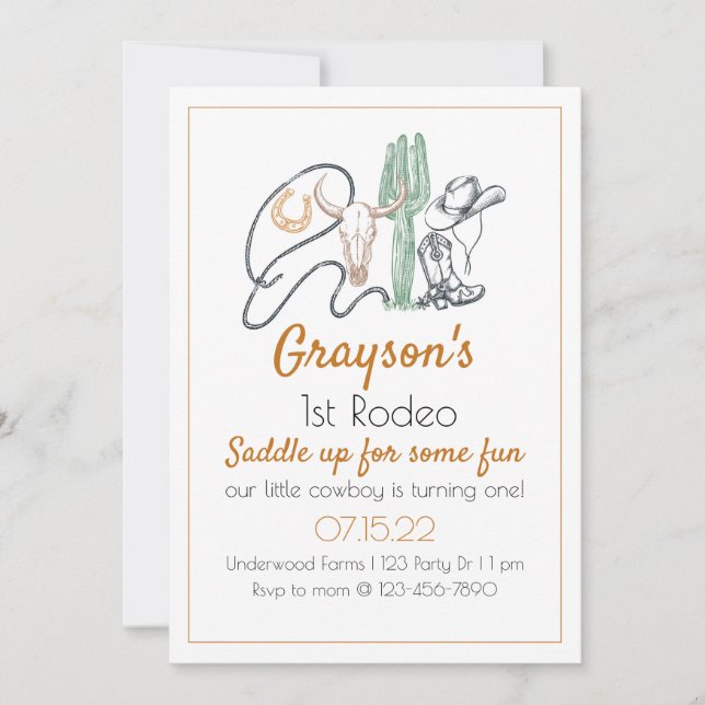 Convites 1rua Rodeo, Primeiro Aniversário do Rodeo, Anivers (Frente)