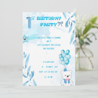 Convites 1st baby boy birthday invitation 