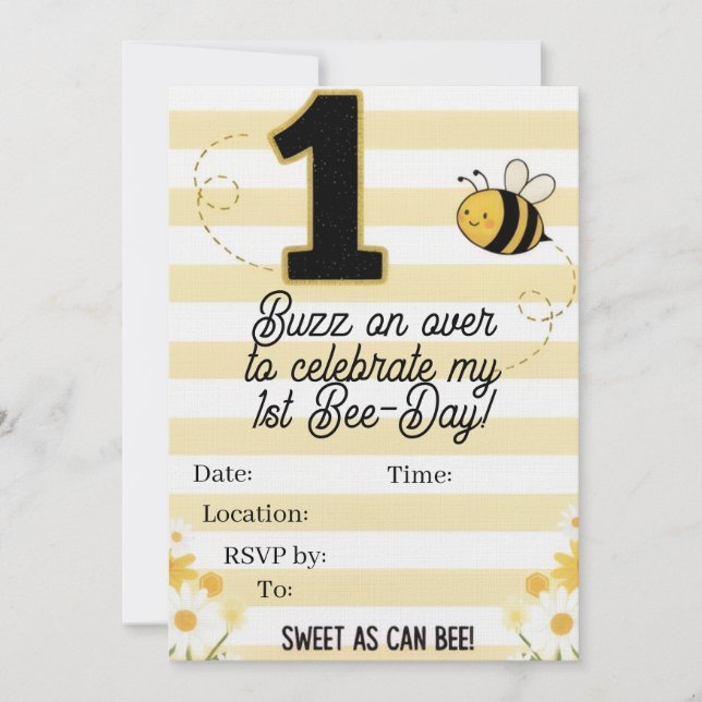 Convites 1st Bee-Day Invitation (Frente)