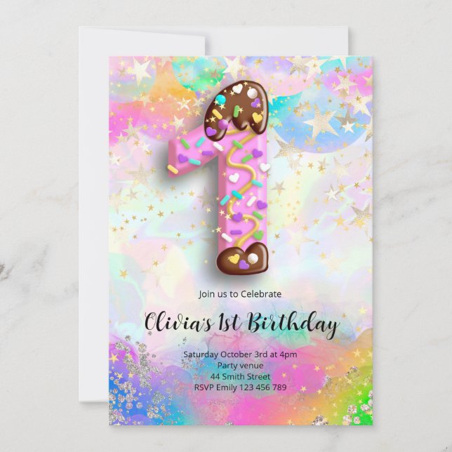 Convites 1st Birthday Girls Invitation (Frente)