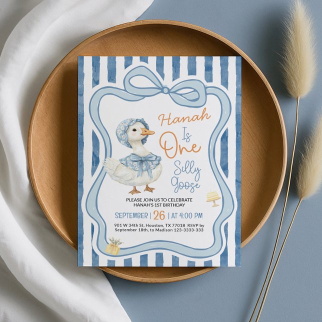 Convites 1st Birthday Invitation, Silly Goose Birthday  (Criador carregado)